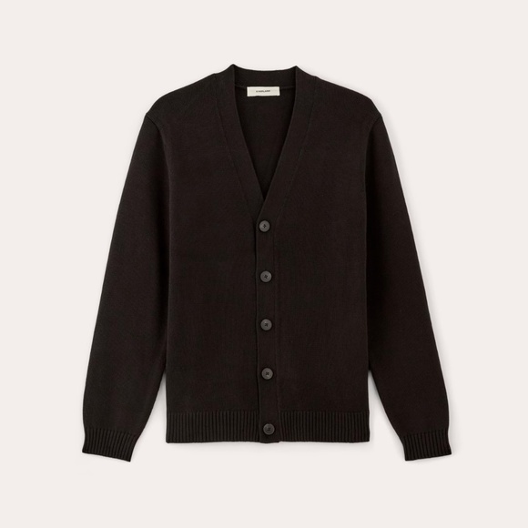 Everlane The Classic Cardigan in Everyday Cotton in Black, Size Medium - Picture 6 of 12